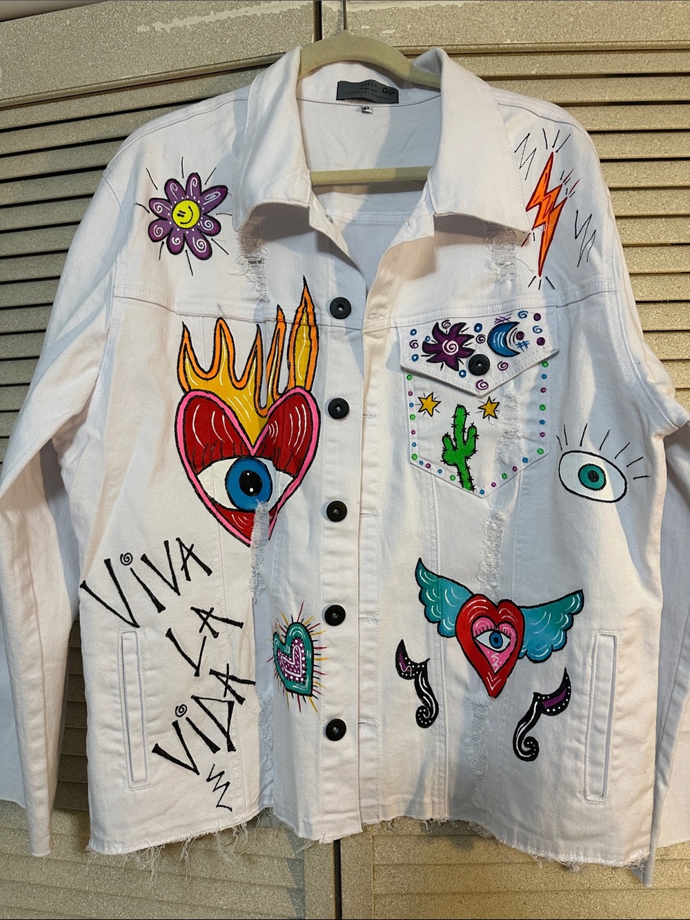 Brand New Hand Painted stretchable denim jacket